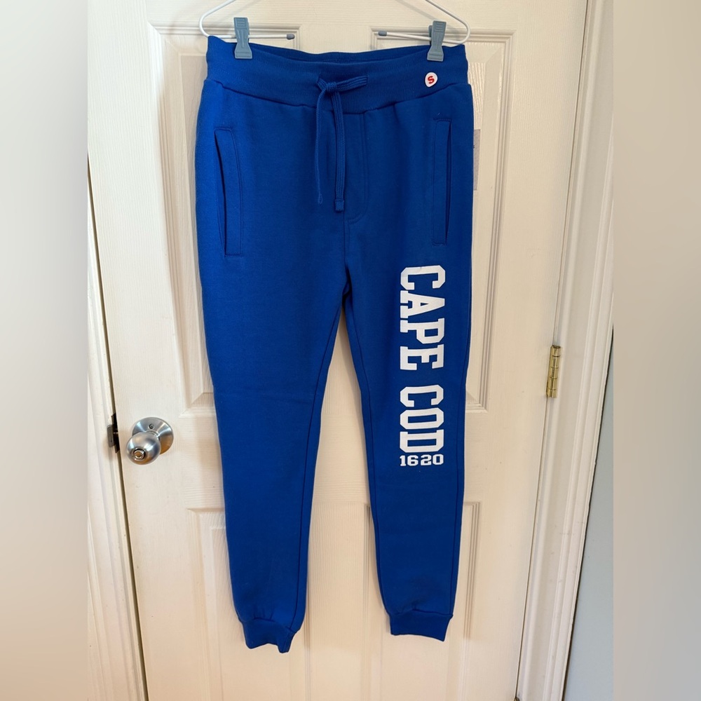 NWT Cape Cod 1620 Script Royal Blue Jogger Sweatpants Small